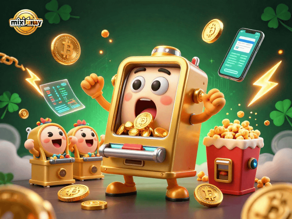 Experience the excitement of mix parlay betting with a cheering 3D golden slot machine showcasing an extravagant jackpot.