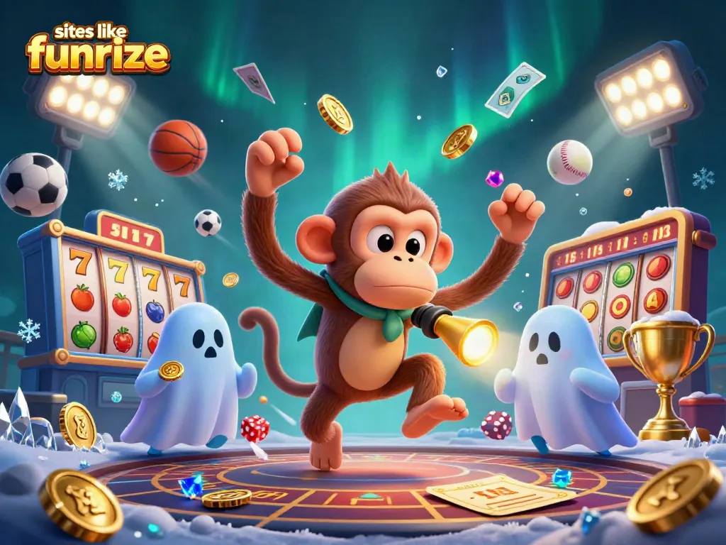 Engage in thrilling gameplay with various sites like Funrize showcasing dazzling slot reels and golden prizes.