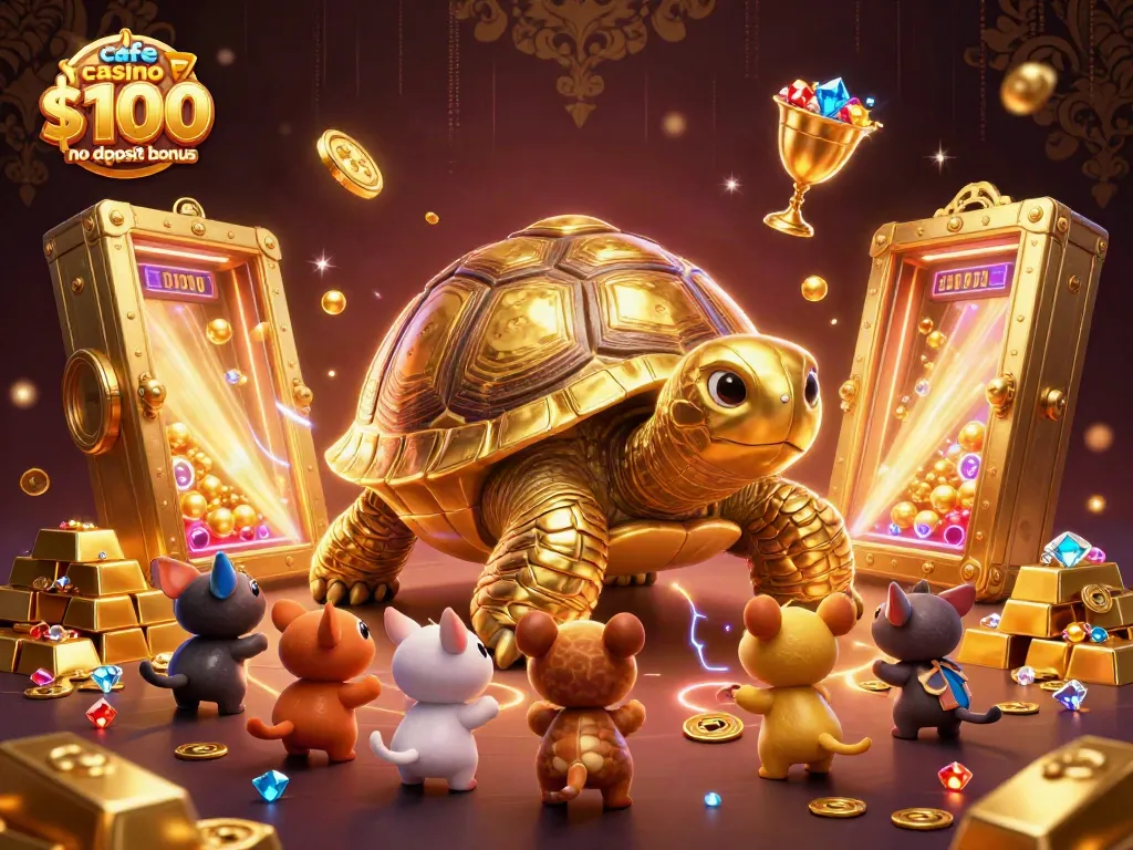 Unlock the adventure with cafe casino $100 no deposit bonus in a bustling 3D casino scene.