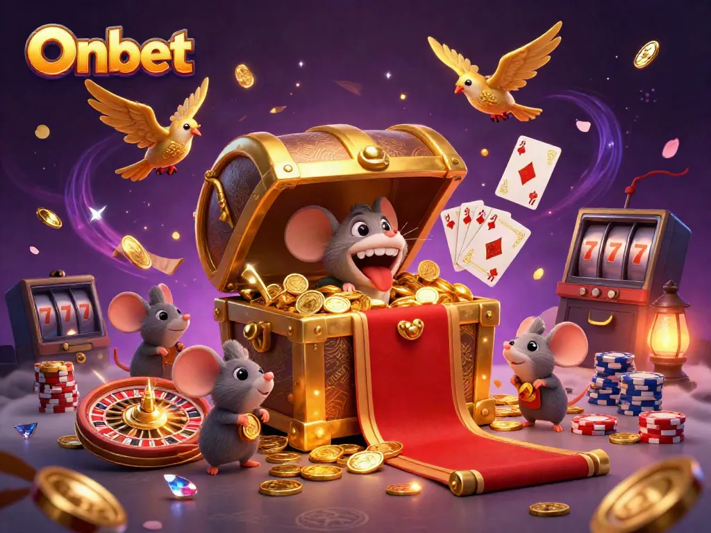 Engage with exhilarating Onbet experiences featuring a treasure chest lure, vibrant casino elements, and dynamic gameplay.