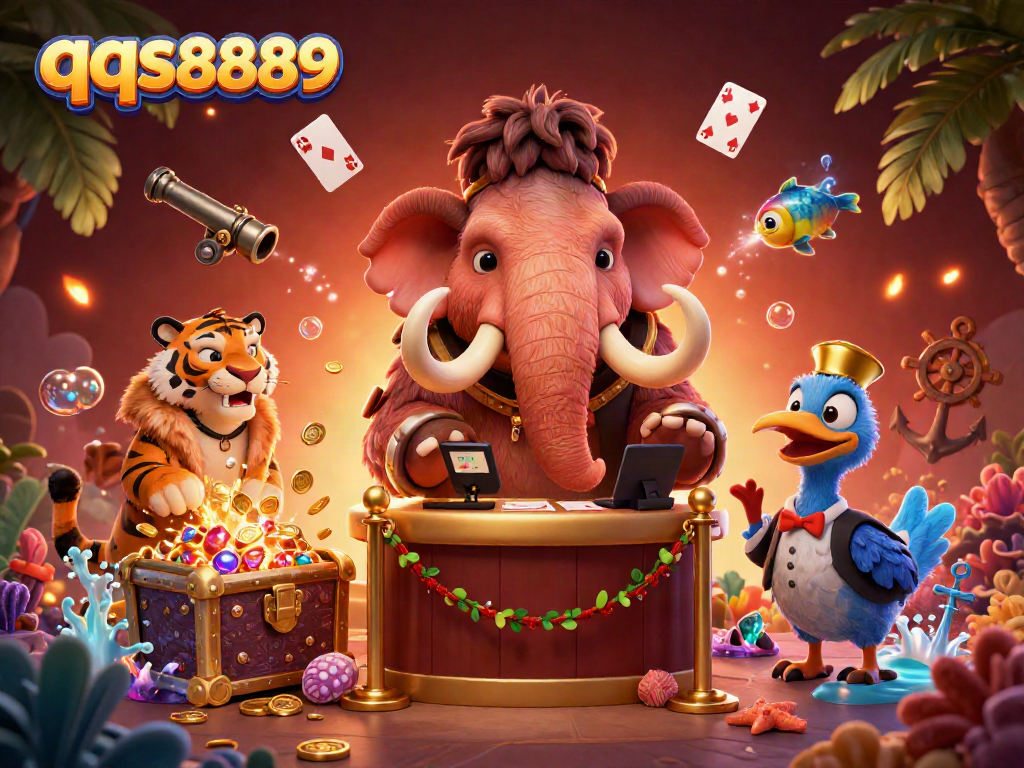 Experience the thrilling atmosphere of qqs8889's vibrant casino world with dynamic characters and game elements.