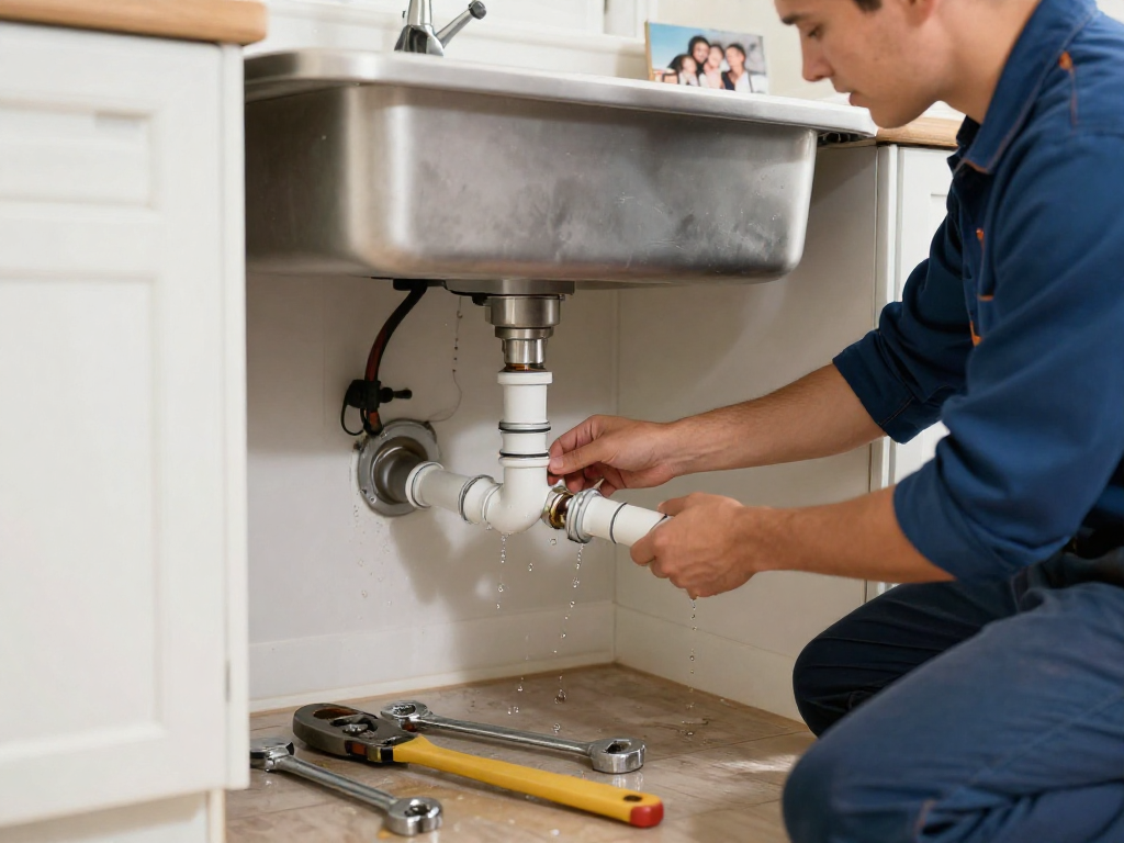 Leak repair Fort Worth by a professional technician fixing a kitchen pipe.