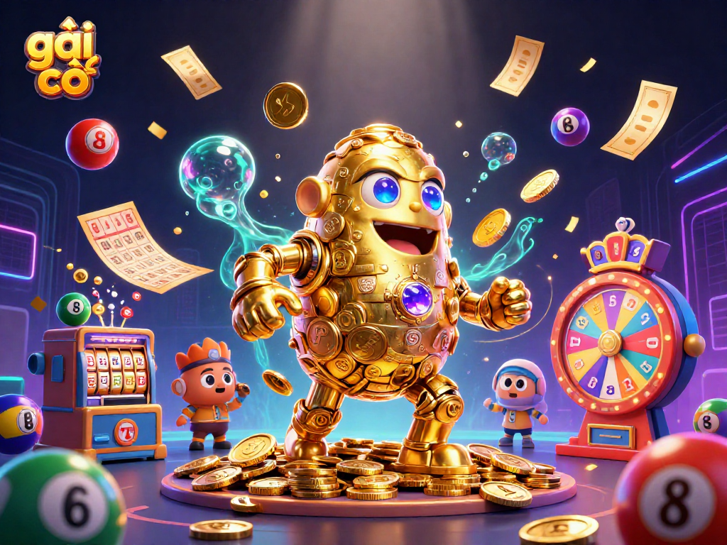 Experience high-energy slots gameplay with the vibrant scene of gái gọi surrounded by colorful gambling elements.