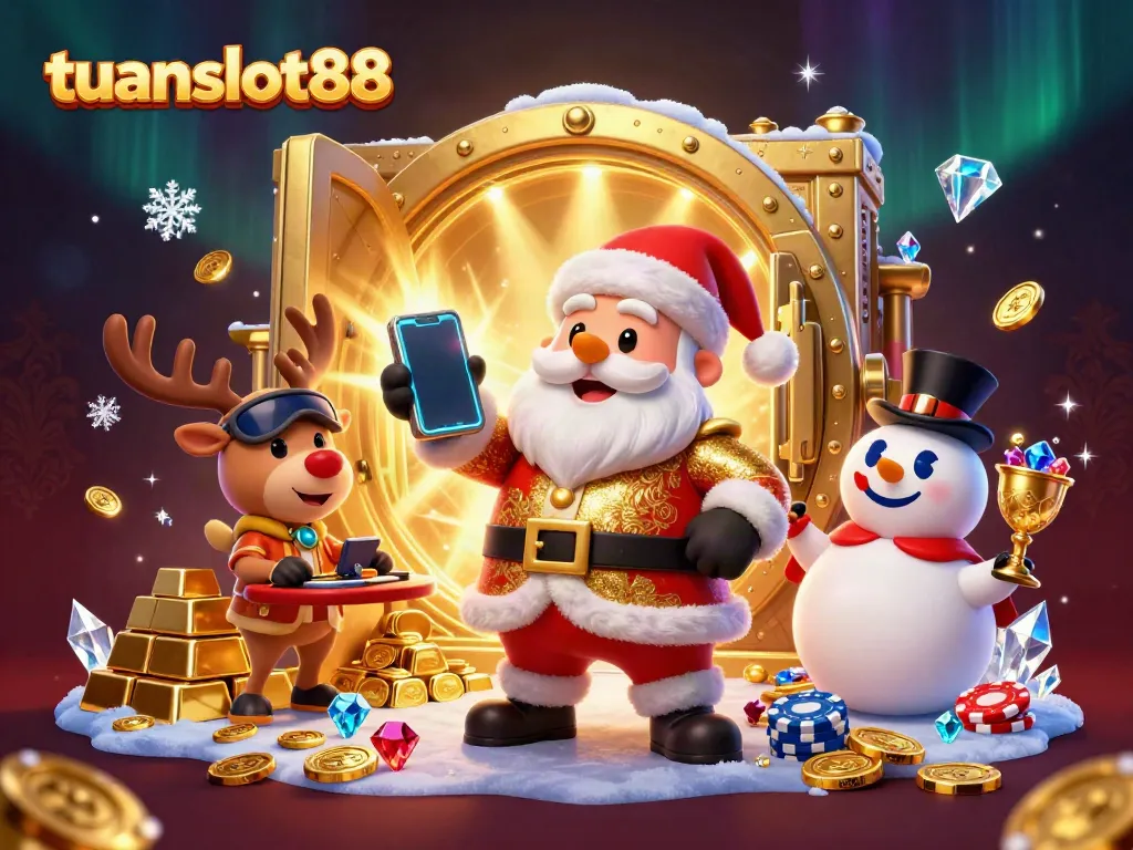 Meraih kemenangan dengan TUANSLOT88 dalam ilustrasi kasino penuh warna dan detail.