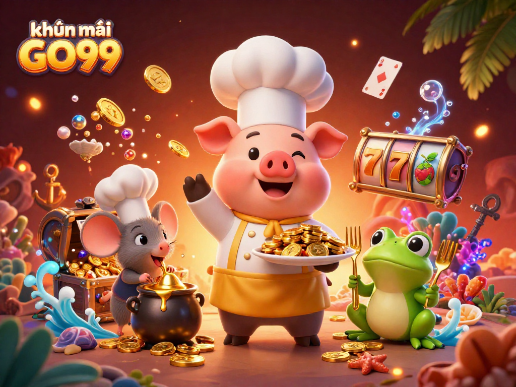 Experience winning moments with khuyến mãi GO99's spectacular gold-themed casino scene.