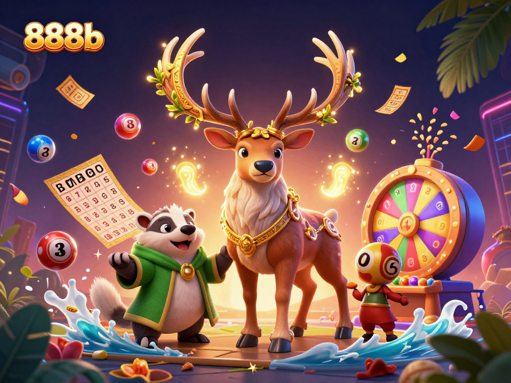 Engage with the vibrant 888b lottery theme featuring mystical characters and dynamic elements.