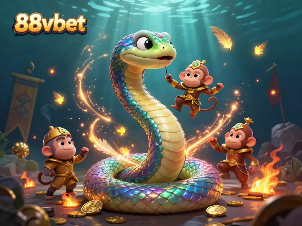 Engage with the colorful world of 88vbet, where a rainbow serpent and monkey king enhance the thrill of online gaming.