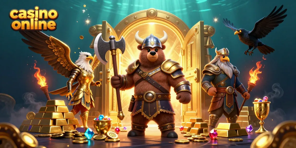 Experience adventure in a vibrant casino online illustration filled with treasures and characters.