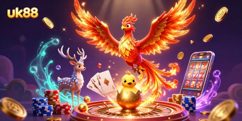 Experience exciting gaming at uk88 with vibrant characters and thrilling casino elements.
