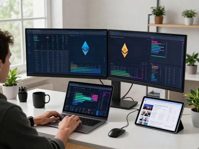 股票行情接口 displayed through professional trading screens showing cryptocurrency analytics in a sleek workspace.