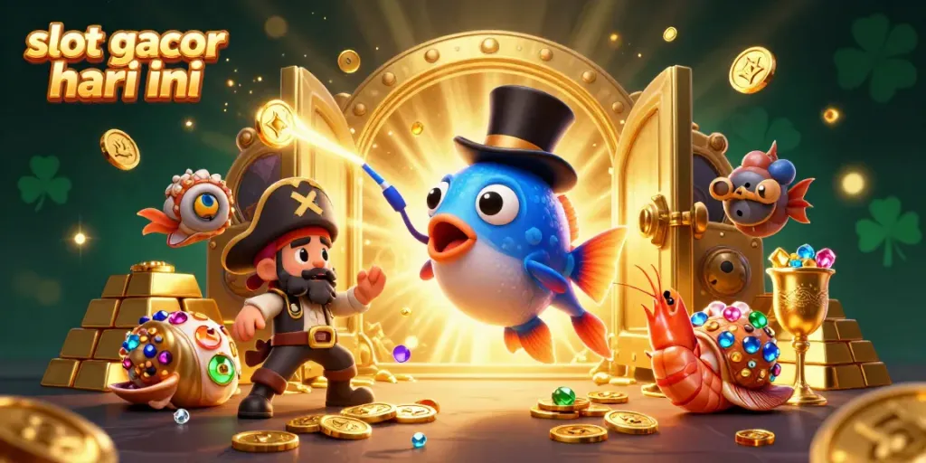 Experience the thrill of winning with slot gacor hari ini in a vibrant casino adventure illustration.