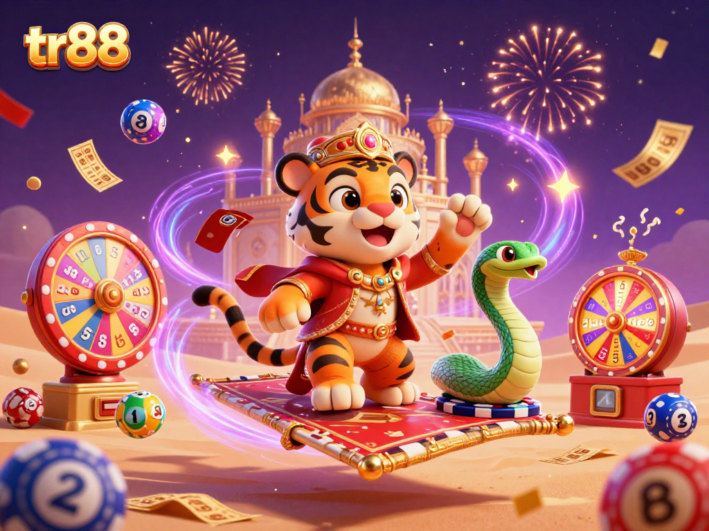 Experience the thrill of tr88 with an enchanting tiger sultan in a magical casino scene.