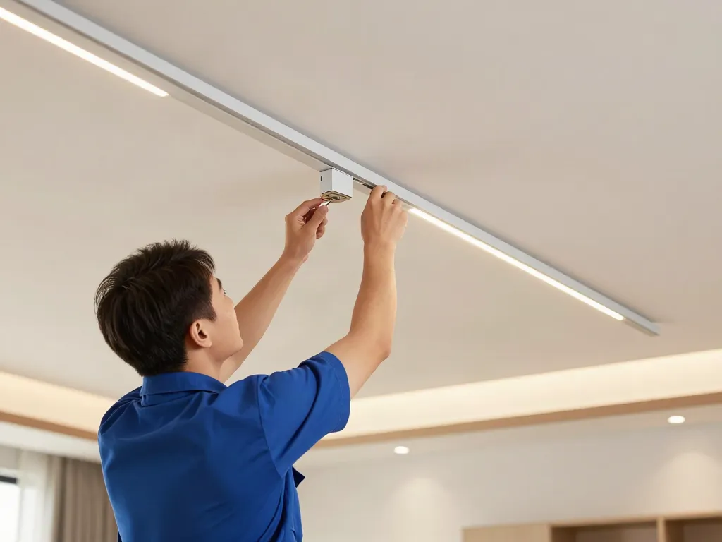 Instalare sina magnetică încastrată de către un electrician profesionist, furnizând servicii de încredere pentru clienții locali.