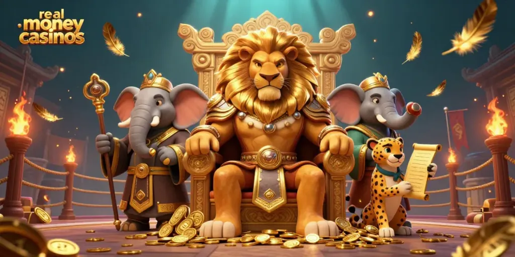 Experience the thrill of real money casinos with our powerful lion king and wise advisors.