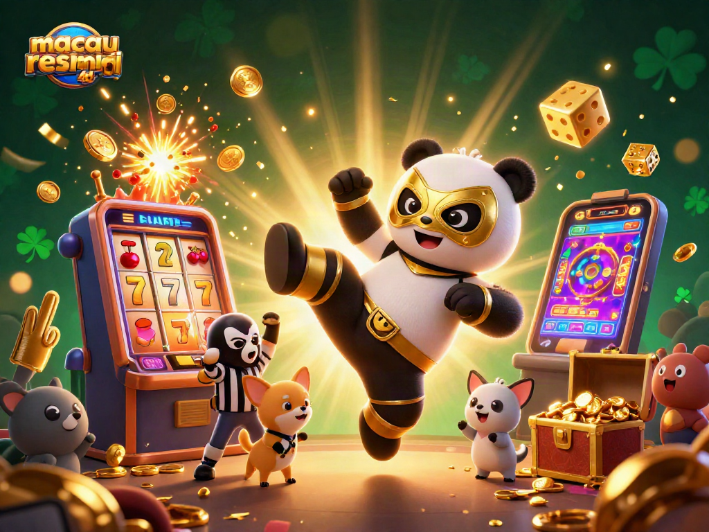 Pemain beraksi dengan macau resmi 4d di ilustrasi kasino penuh ciri khas dan kegembiraan.