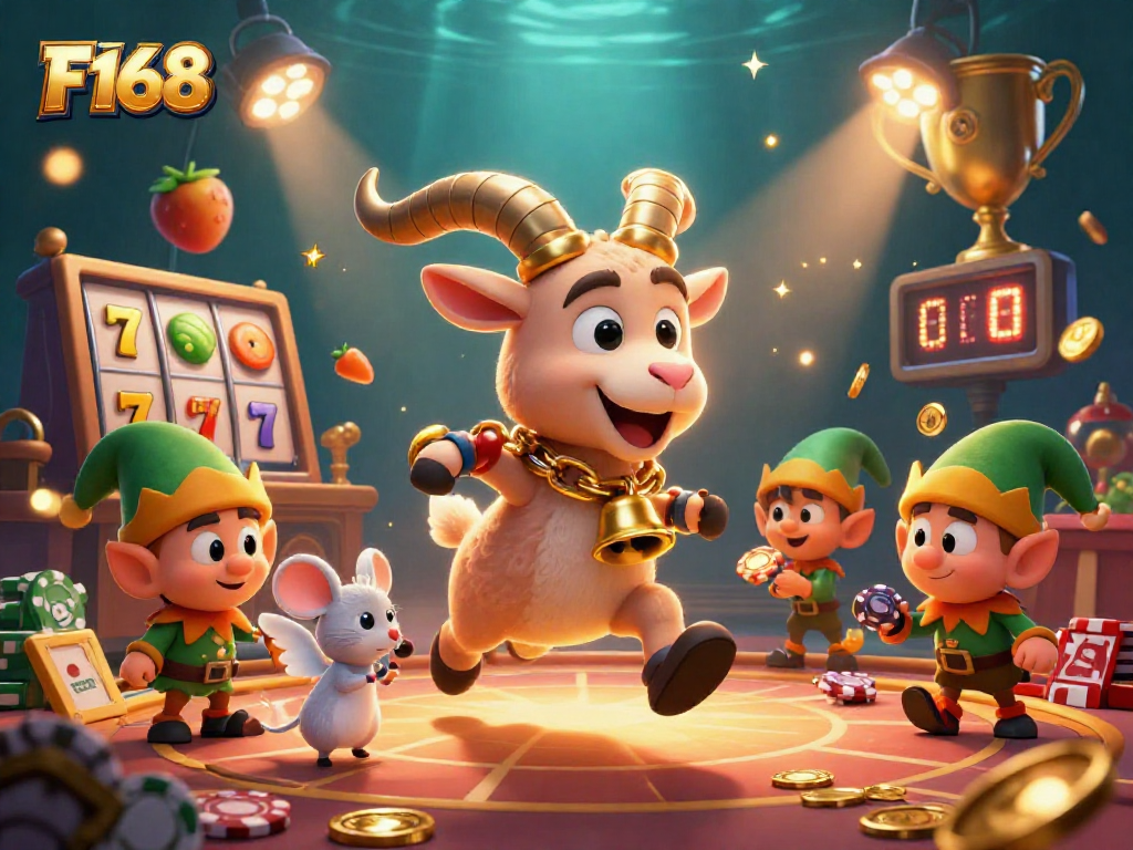 Experience the thrilling F168 casino with festive 3D characters and lively gaming elements!
