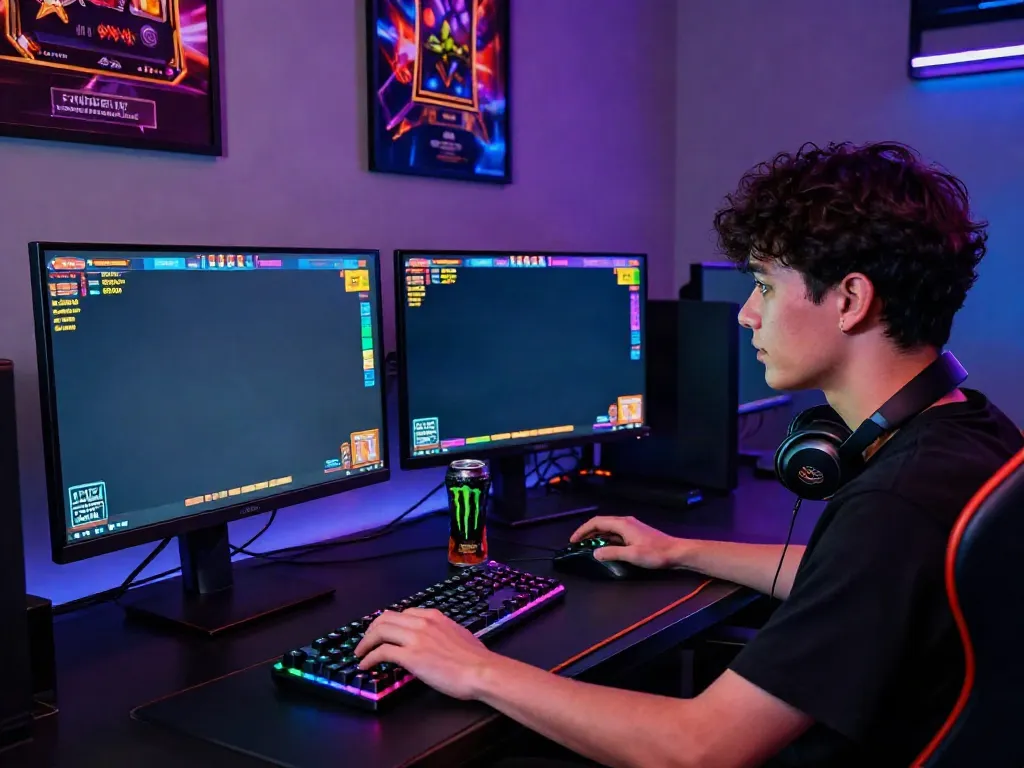 Player engaging in vibrant slot server Thailand game at a modern gaming setup.