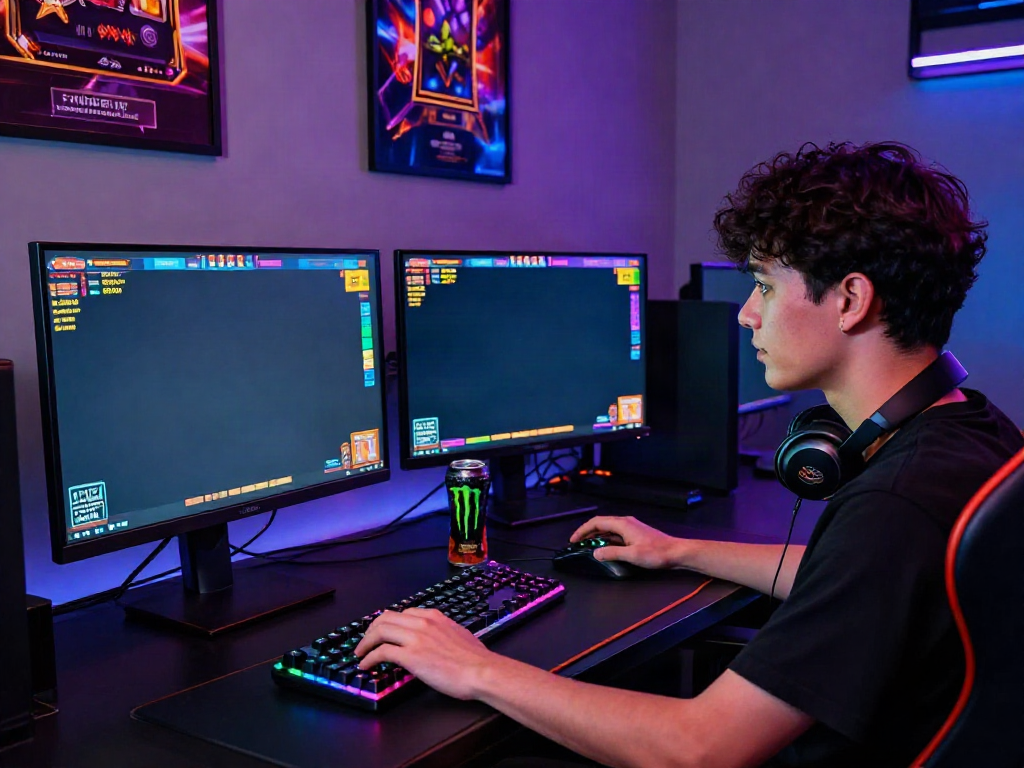 Player engaging in vibrant slot server Thailand game at a modern gaming setup.