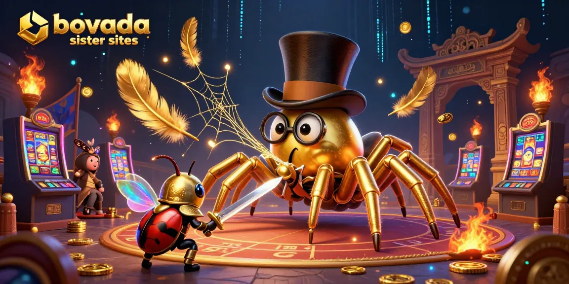 Experience bovada sister sites through this vibrant casino-themed illustration depicting lively characters and game elements.