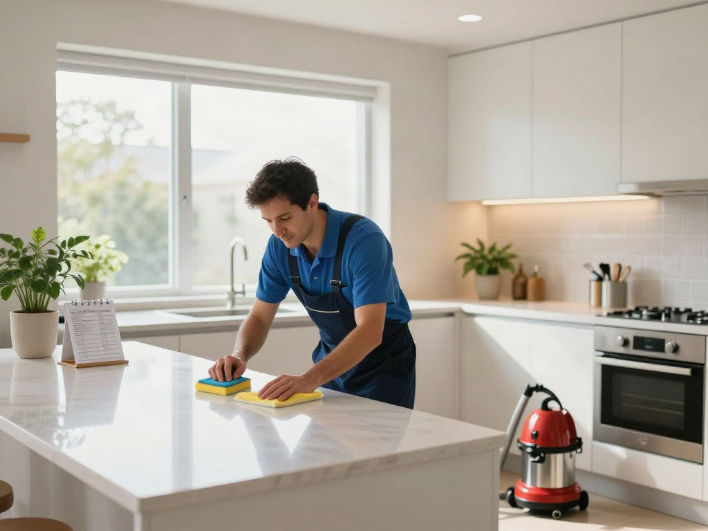 Clean kitchen with professional performing Cheap bond cleaning Melbourne service.