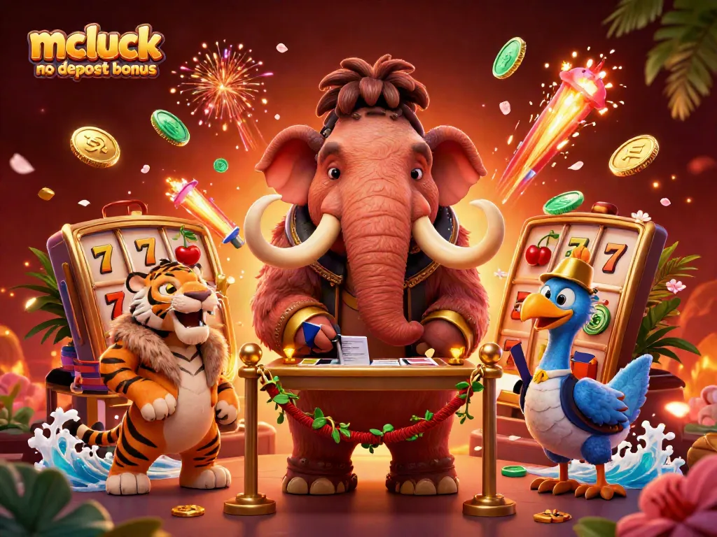 Experience the mcluck no deposit bonus at a vibrant casino with entertaining 3D characters and exciting gaming elements.