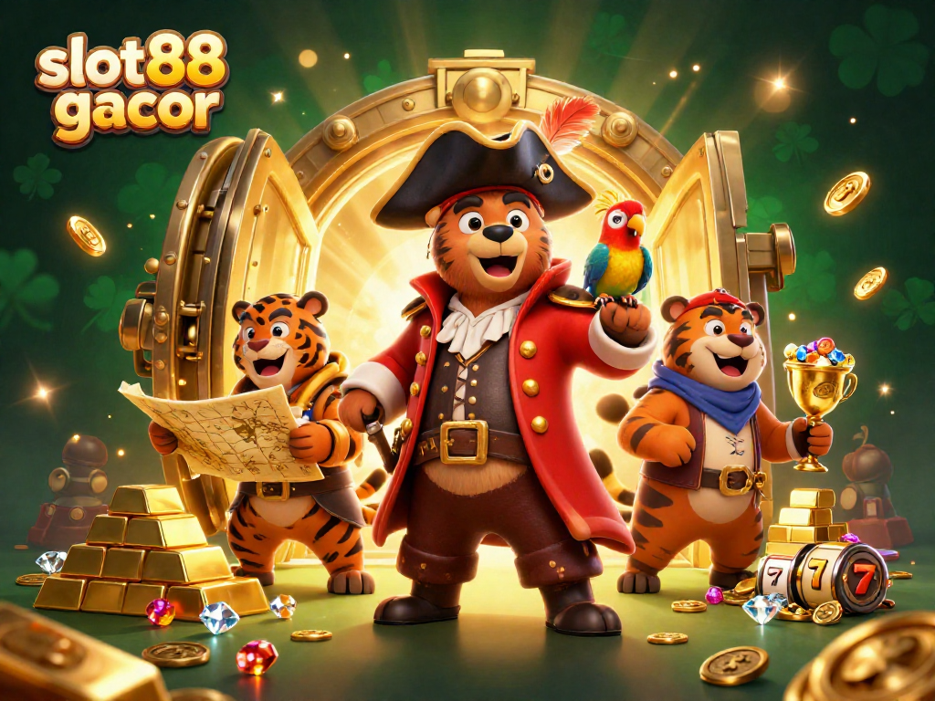 Experience the excitement of slot88 gacor with treasures and jackpots in a captivating 3D scene.