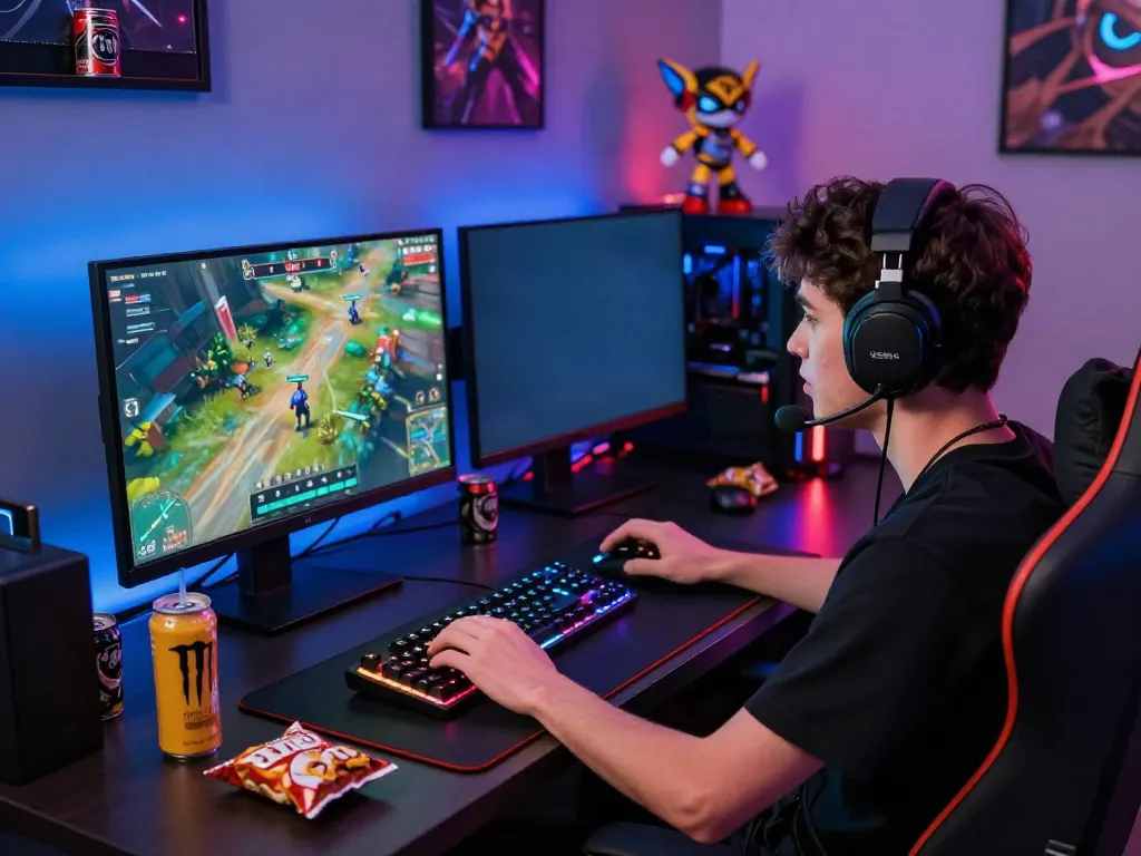 Immersive gaming setup showcasing the batman138 experience with colorful monitors and dynamic lighting.