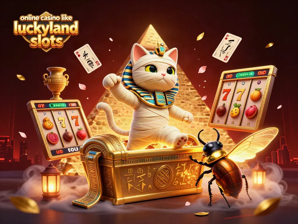 Play exciting games at online casino like luckyland slots with a colorful casino-themed scene.
