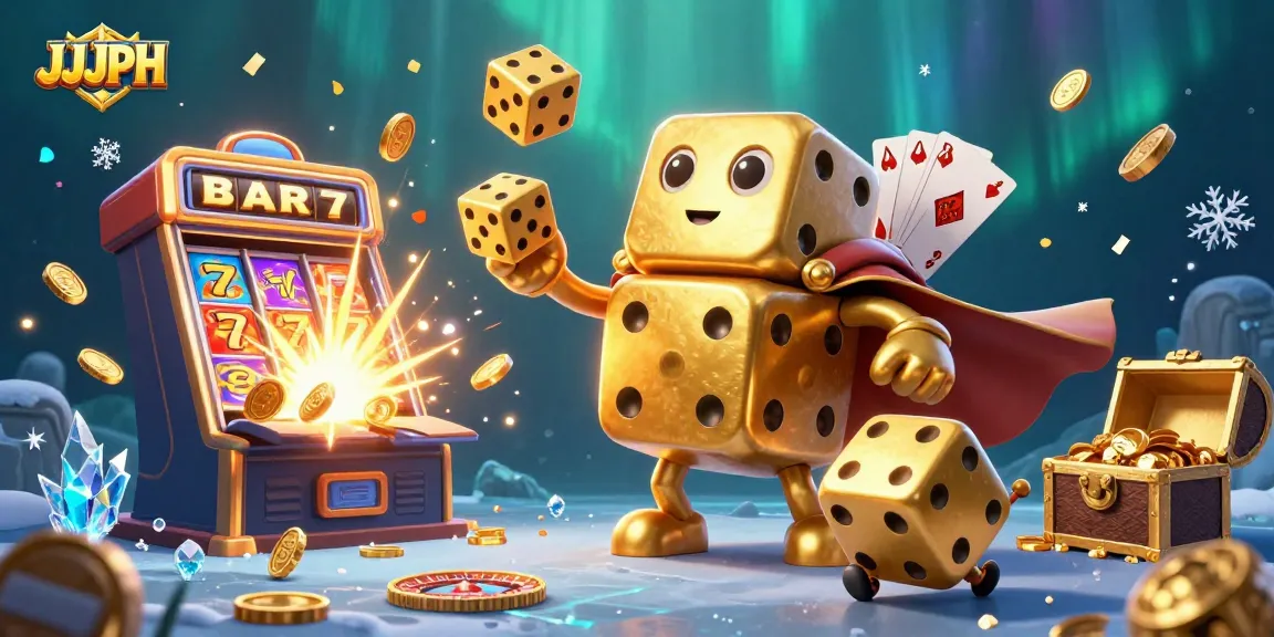 Experience thrilling casino action with JJJPH's vibrant 3D gambling illustration featuring dynamic gaming elements.