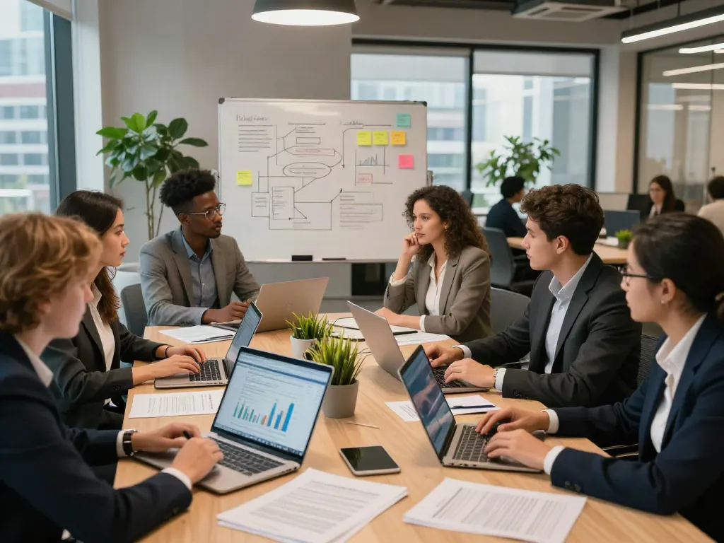 Lead Roedl consulting teamwork in a modern office environment.