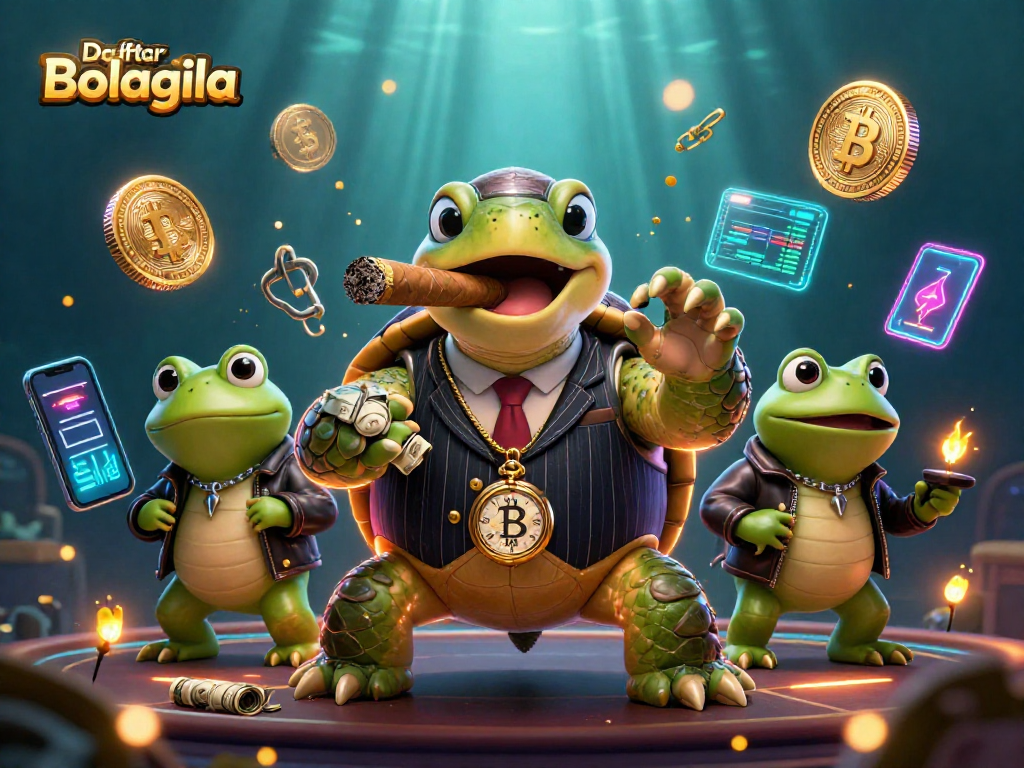 Immerse yourself in the fun of Daftar Bolagila with vibrant, cinematic 3D characters and glowing crypto elements.