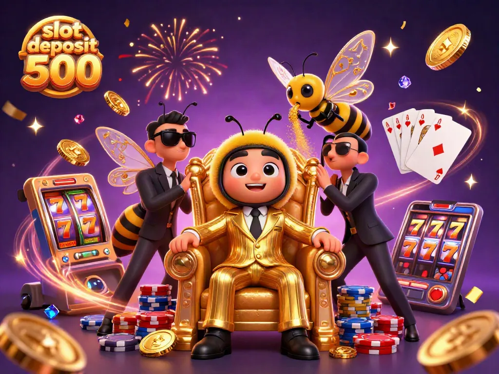 Spin for fortune with slot deposit 500 and a bumblebee mob boss in a vibrant casino scene
