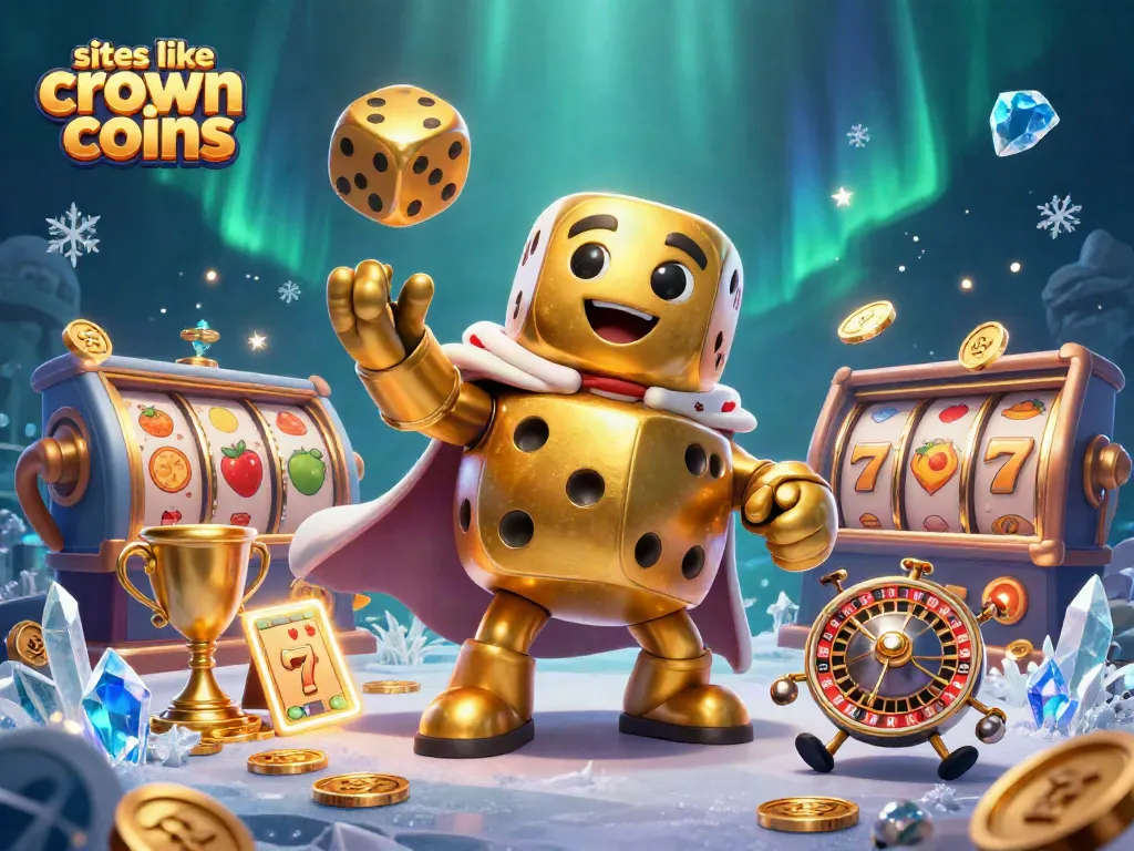 Experience the excitement of sites like crown coins with vibrant 3D illustrations of casino games.