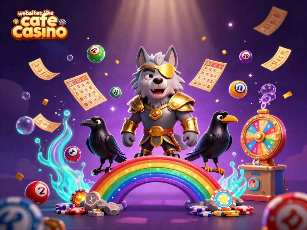 Experience excitement with websites like cafe casino showcased in a vibrant 3D gaming illustration.