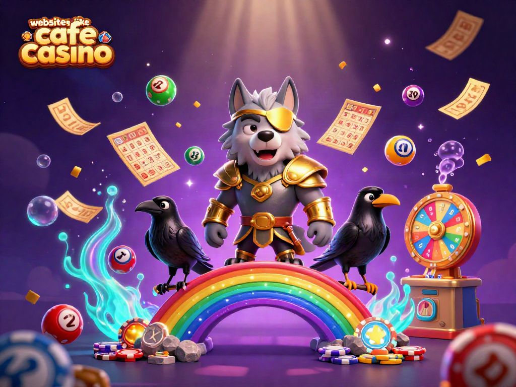 Experience excitement with websites like cafe casino showcased in a vibrant 3D gaming illustration.
