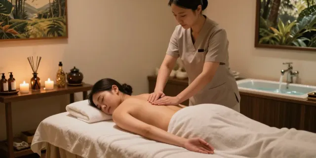 Relaxing 광명출장안마 therapy in a serene spa environment with ambient lighting.