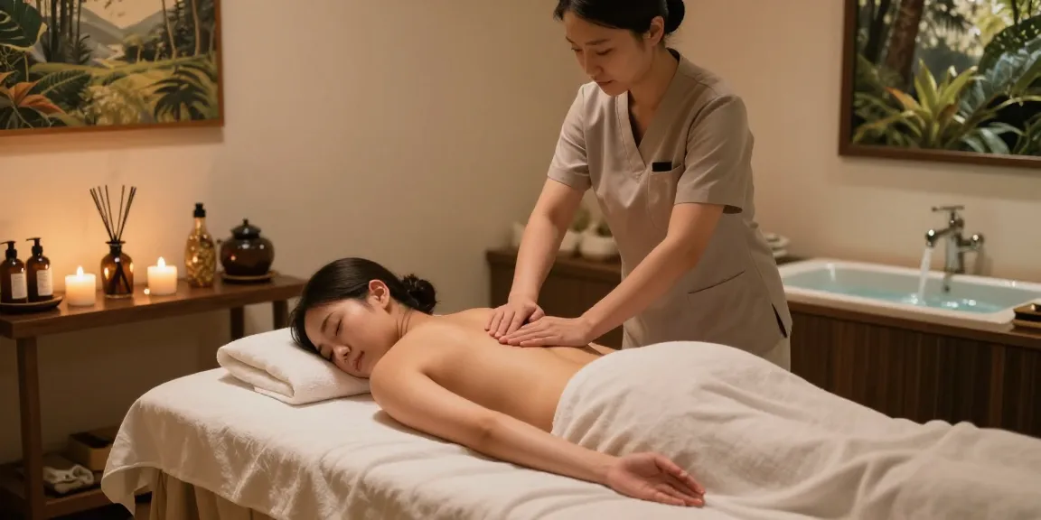 Relaxing 광명출장안마 therapy in a serene spa environment with ambient lighting.