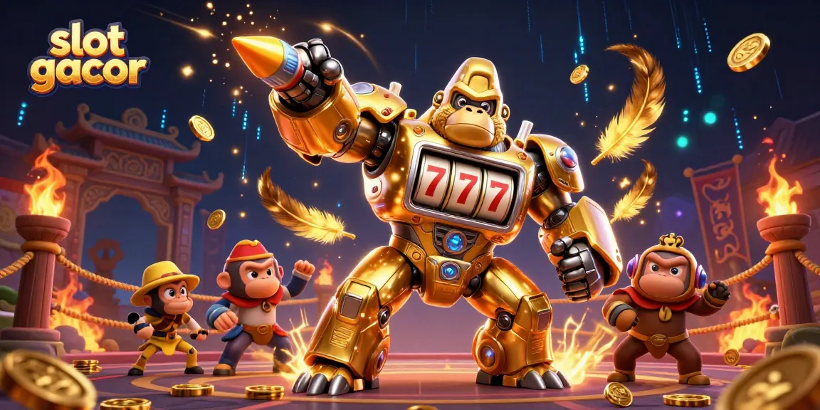 Experience the excitement of slot gacor with vibrant 3D illustration showcasing dynamic slot machine elements.