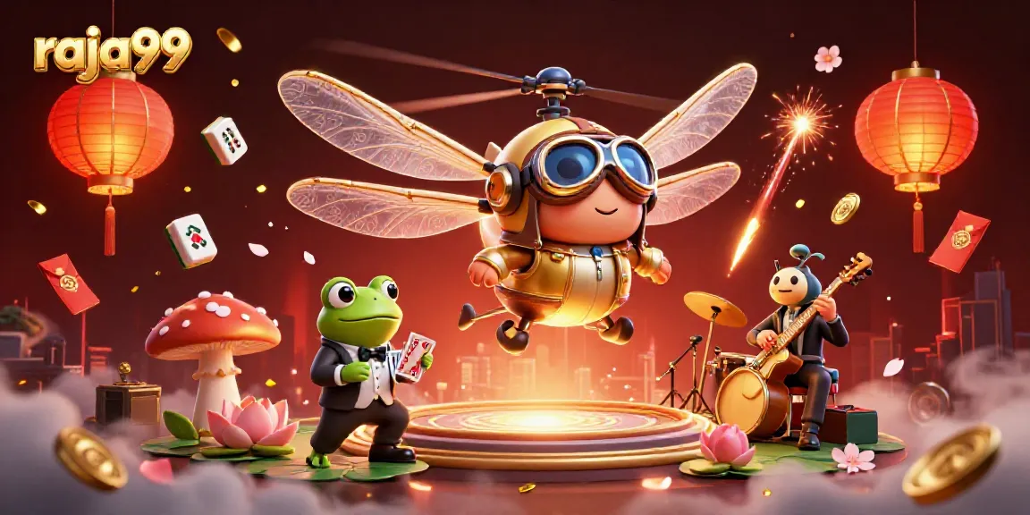 Experience the excitement at raja99 with a vibrant 3D casino scene featuring dynamic characters.