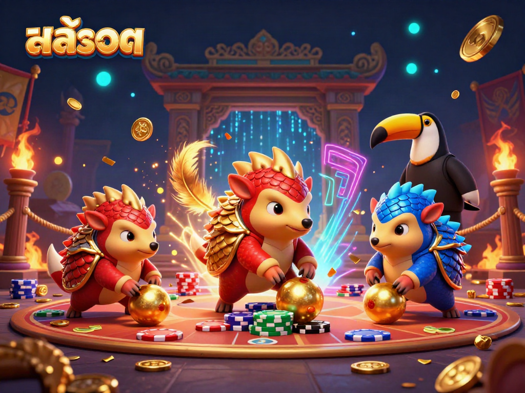 สล็อตในการแข่งขันของปลาปูในภาพประกอบ 3 มิติที่มีชีวิตชีวา