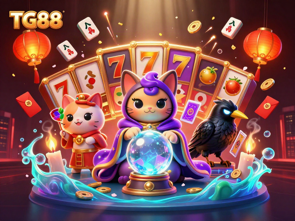 Experience the excitement of TG88 with vivid casino visuals and dynamic slot game elements.