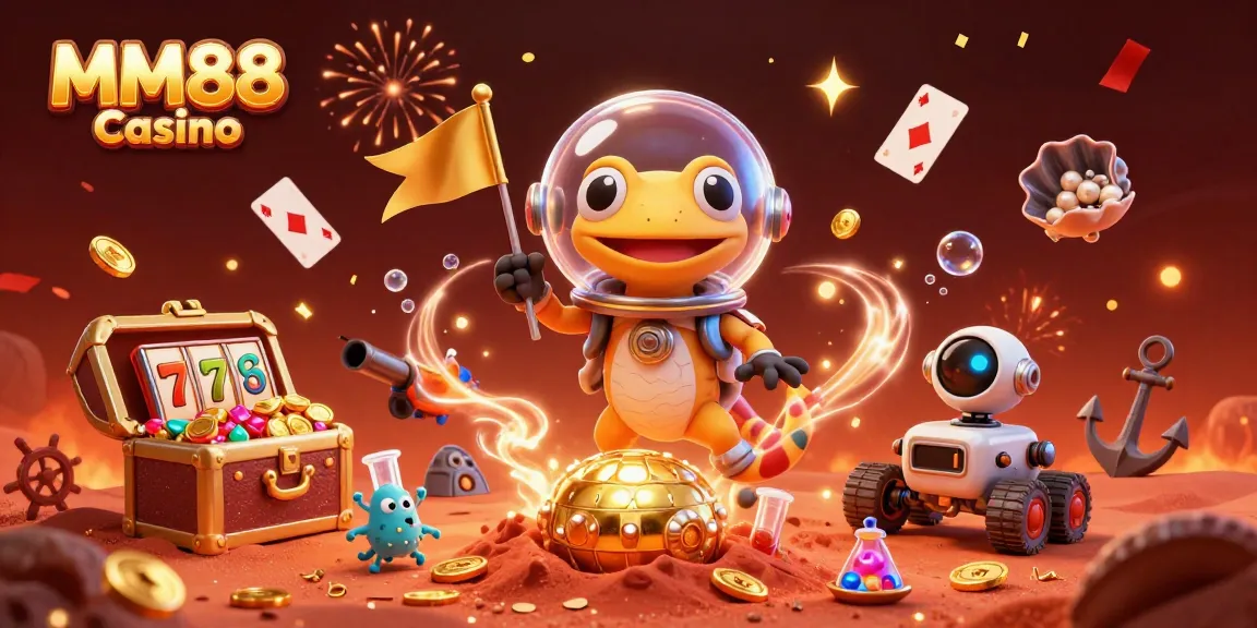 Experience thrilling gaming at MM88 Casino, with vibrant 3D characters and dynamic casino elements.